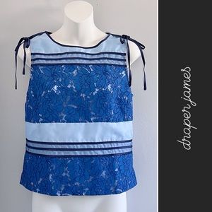 Draper James Floral Lace Sleeveless Top in Blue • 2